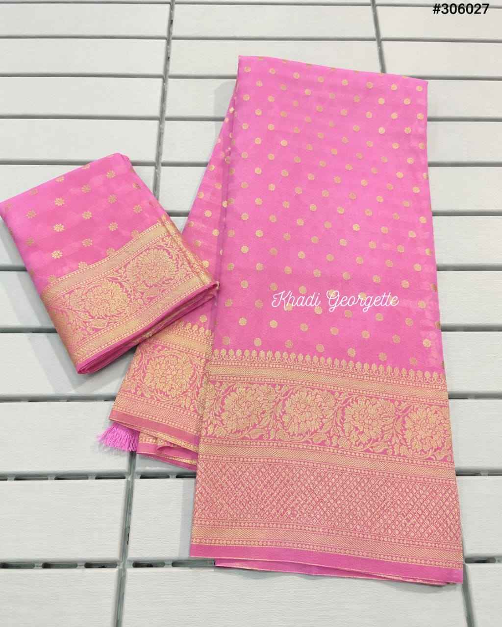PURE KHADI GEORGETTE SILK WITH ZARI WOOVEN SAREE