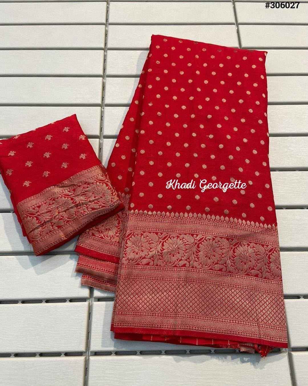 PURE KHADI GEORGETTE SILK WITH ZARI WOOVEN SAREE