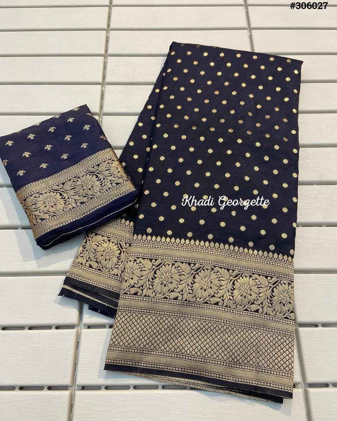 PURE KHADI GEORGETTE SILK WITH ZARI WOOVEN SAREE