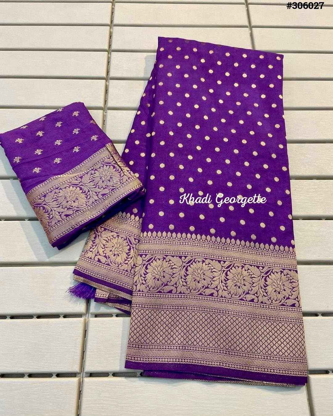 PURE KHADI GEORGETTE SILK WITH ZARI WOOVEN SAREE