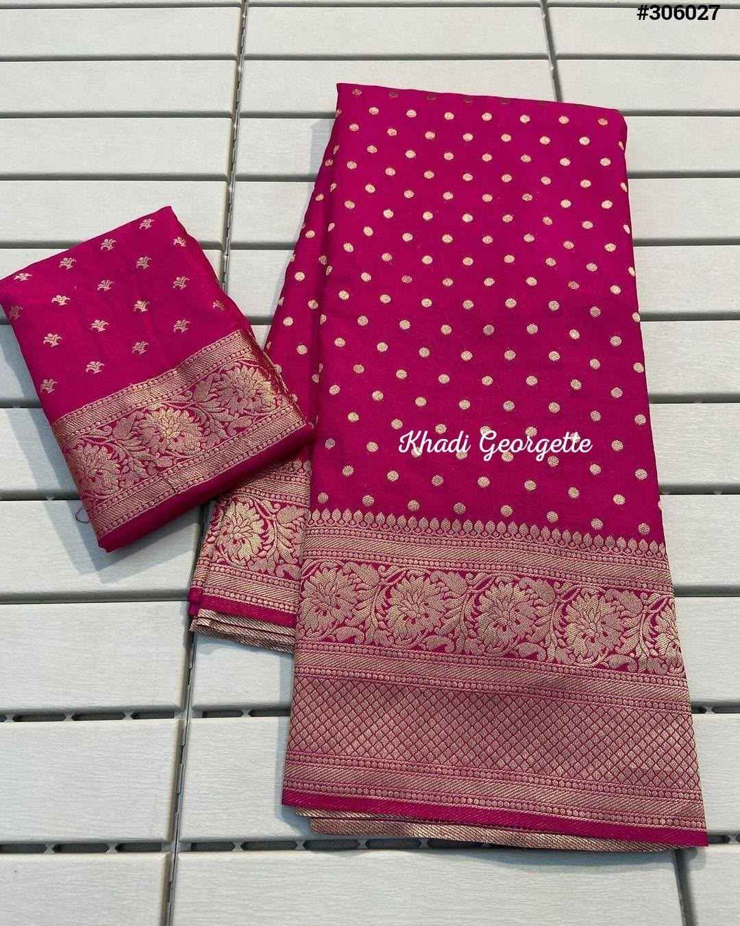PURE KHADI GEORGETTE SILK WITH ZARI WOOVEN SAREE