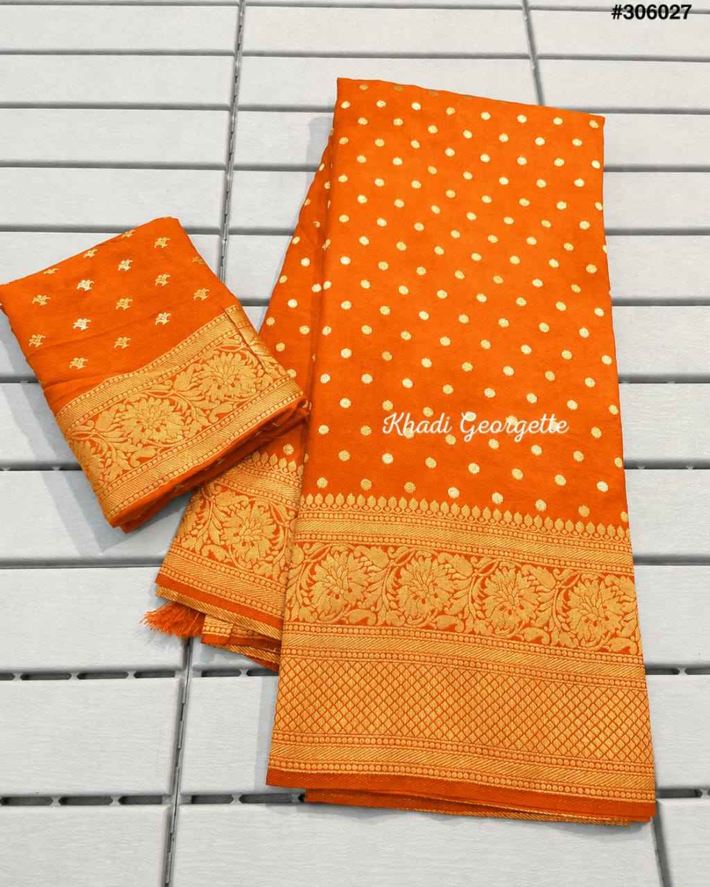 PURE KHADI GEORGETTE SILK WITH ZARI WOOVEN SAREE
