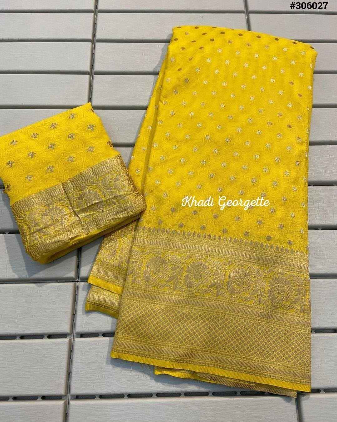 PURE KHADI GEORGETTE SILK WITH ZARI WOOVEN SAREE