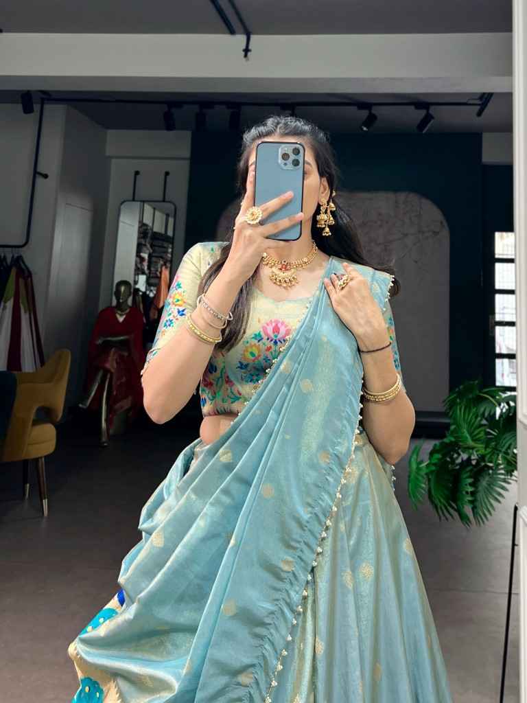 PURE SHIMMER ZARI WEAVING WORK PAITHANI LEHENGA CHOLI