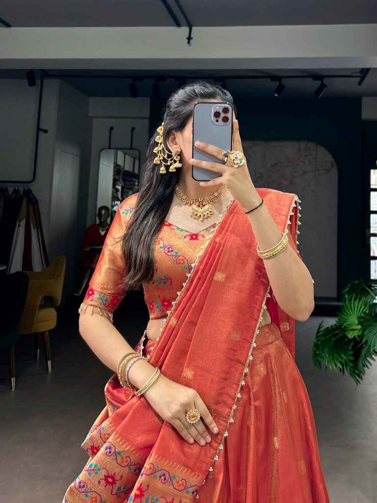 PURE SHIMMER ZARI WEAVING WORK PAITHANI LEHENGA CHOLI