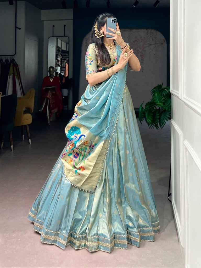PURE SHIMMER ZARI WEAVING WORK PAITHANI LEHENGA CHOLI