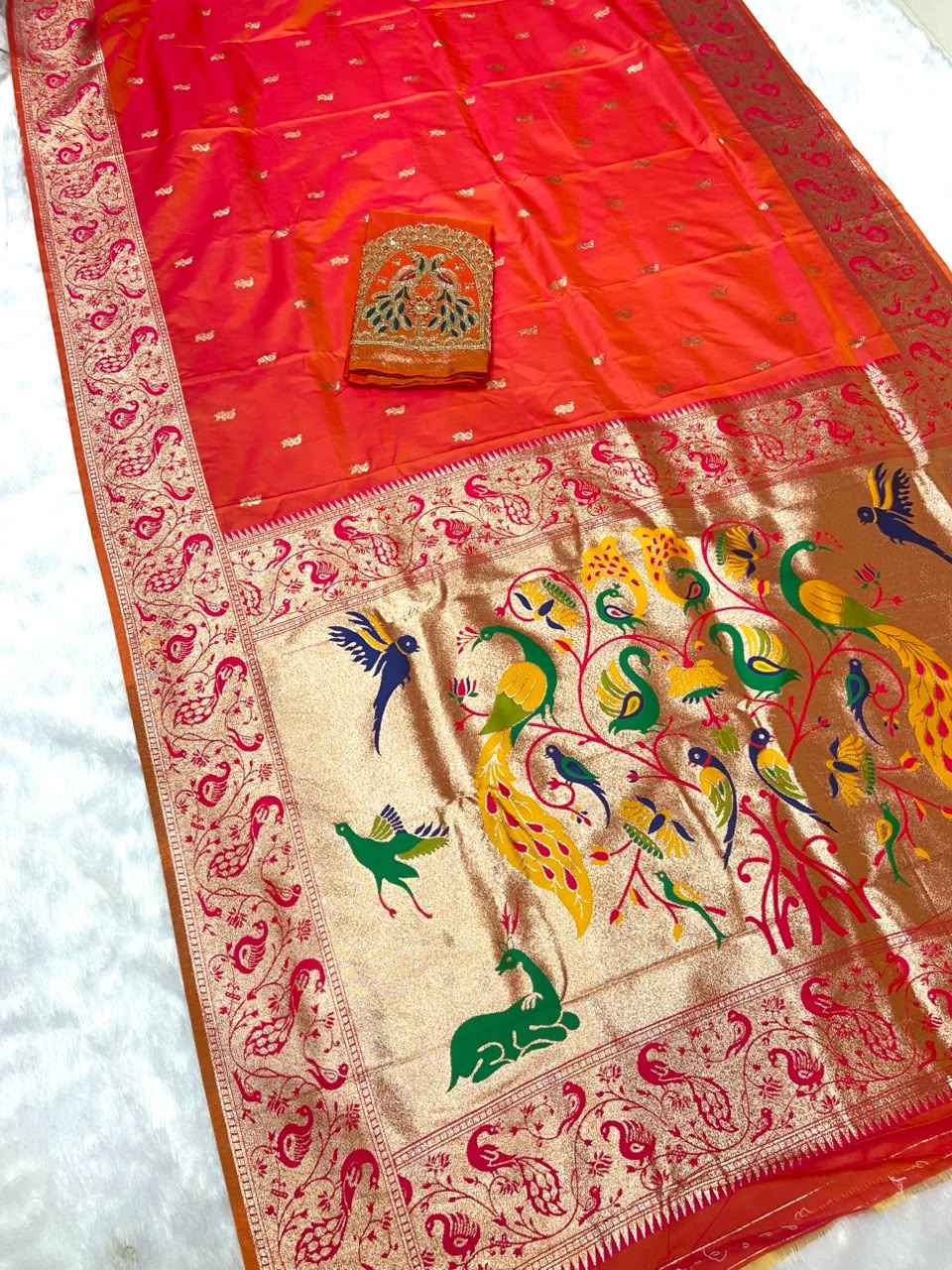 PURE SOFT BANARASI PAITHANI SILK ZARI WEAVING SAREE