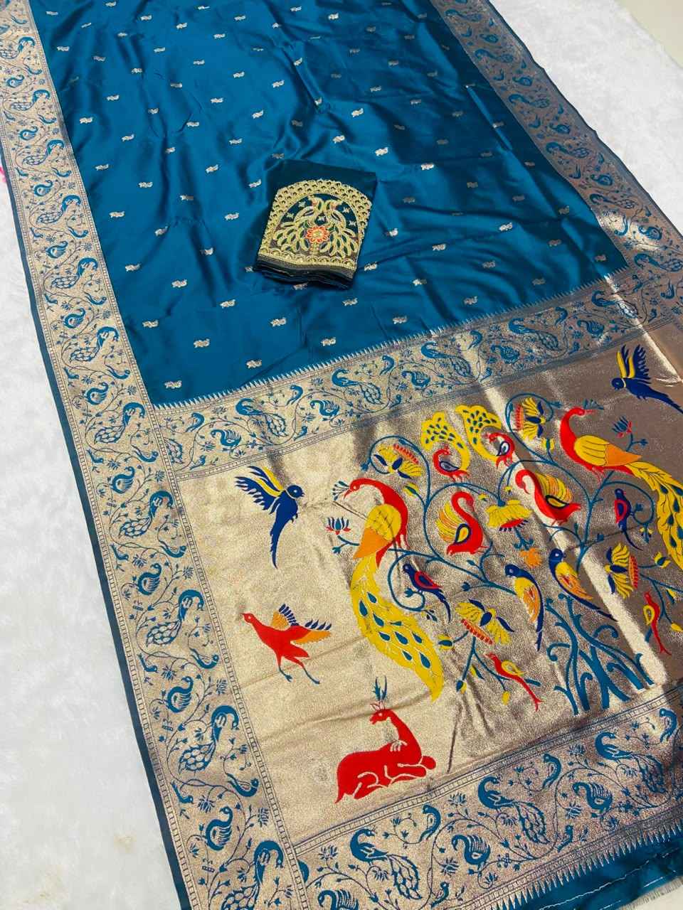 PURE SOFT BANARASI PAITHANI SILK ZARI WEAVING SAREE