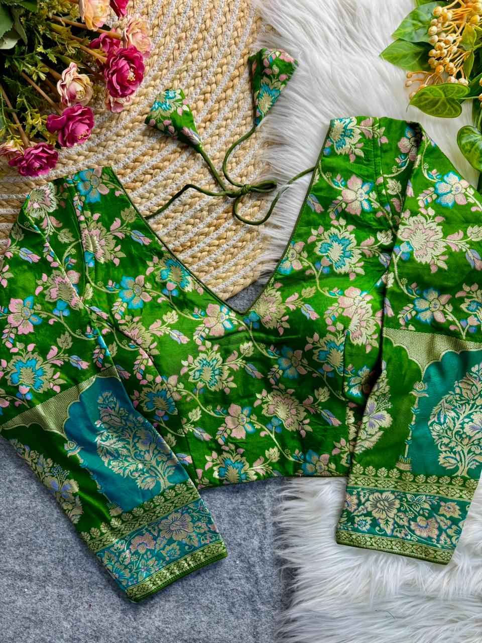 PURE SOFT DOLA SILK BANARASI PARTYWEAR BLOUSE