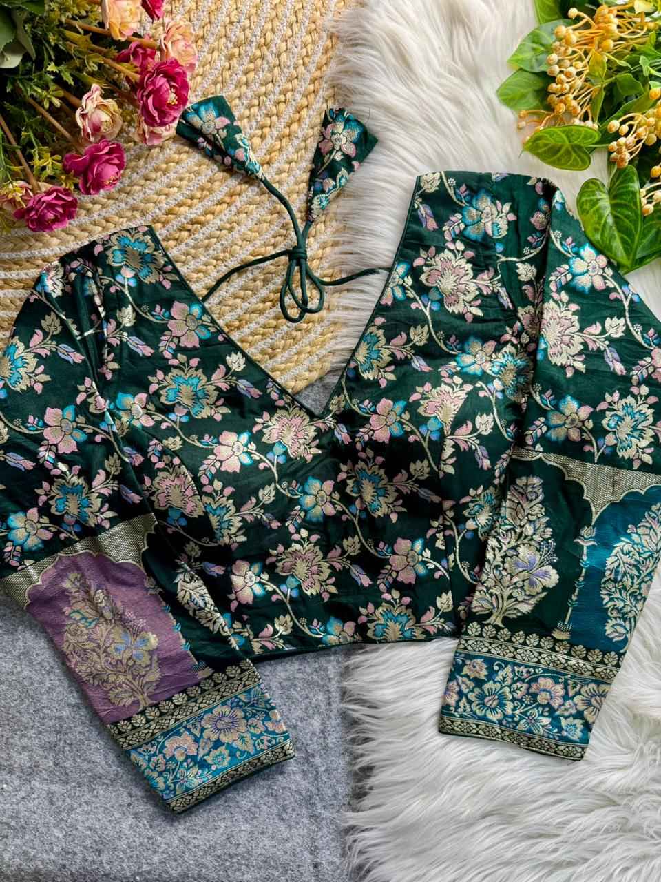 PURE SOFT DOLA SILK BANARASI PARTYWEAR BLOUSE