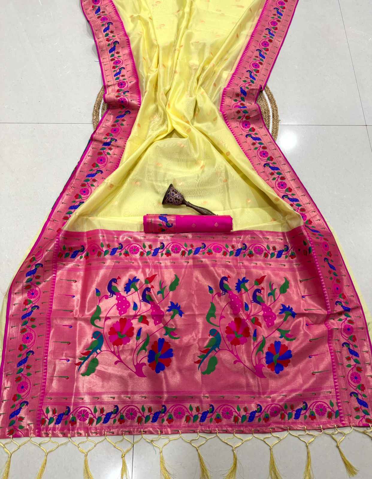  PURE SOFT ORGANZA BAMBOO SILK ZARI WEAVING PAITHANI SAREE 1