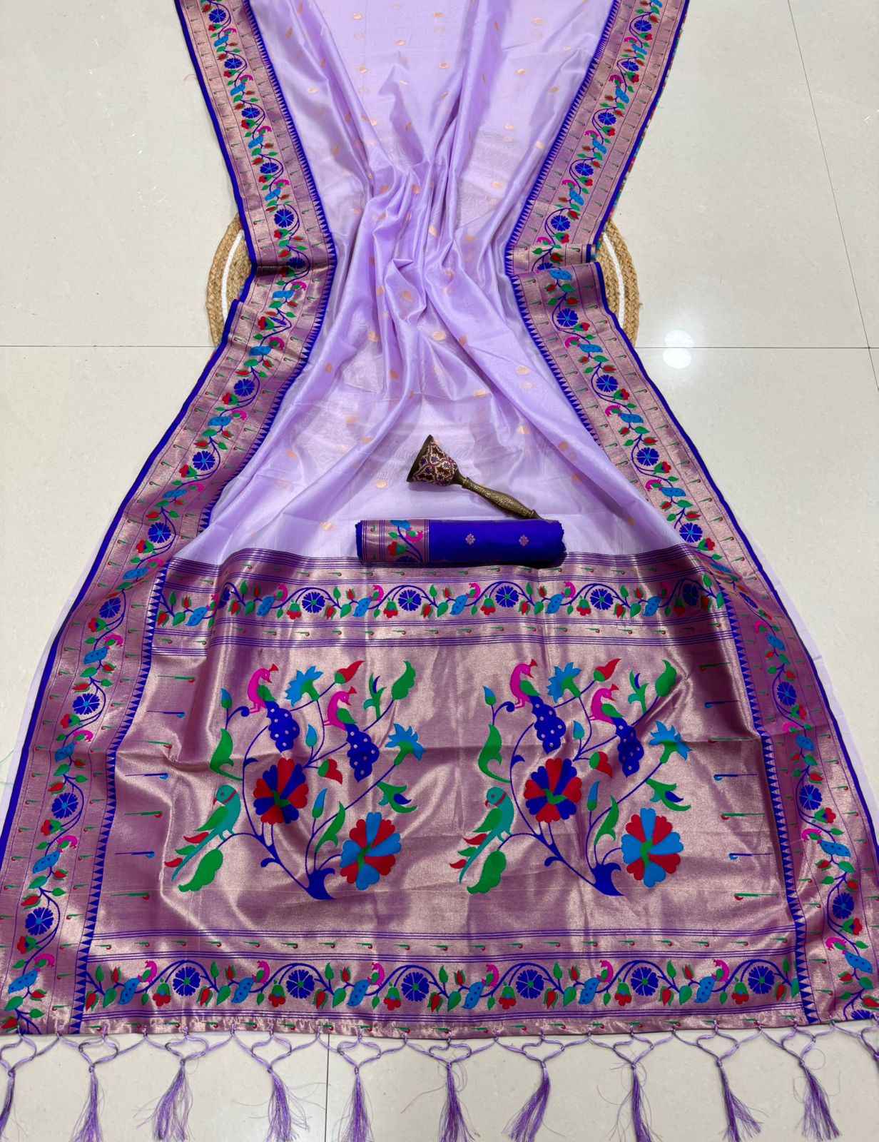  PURE SOFT ORGANZA BAMBOO SILK ZARI WEAVING PAITHANI SAREE 1