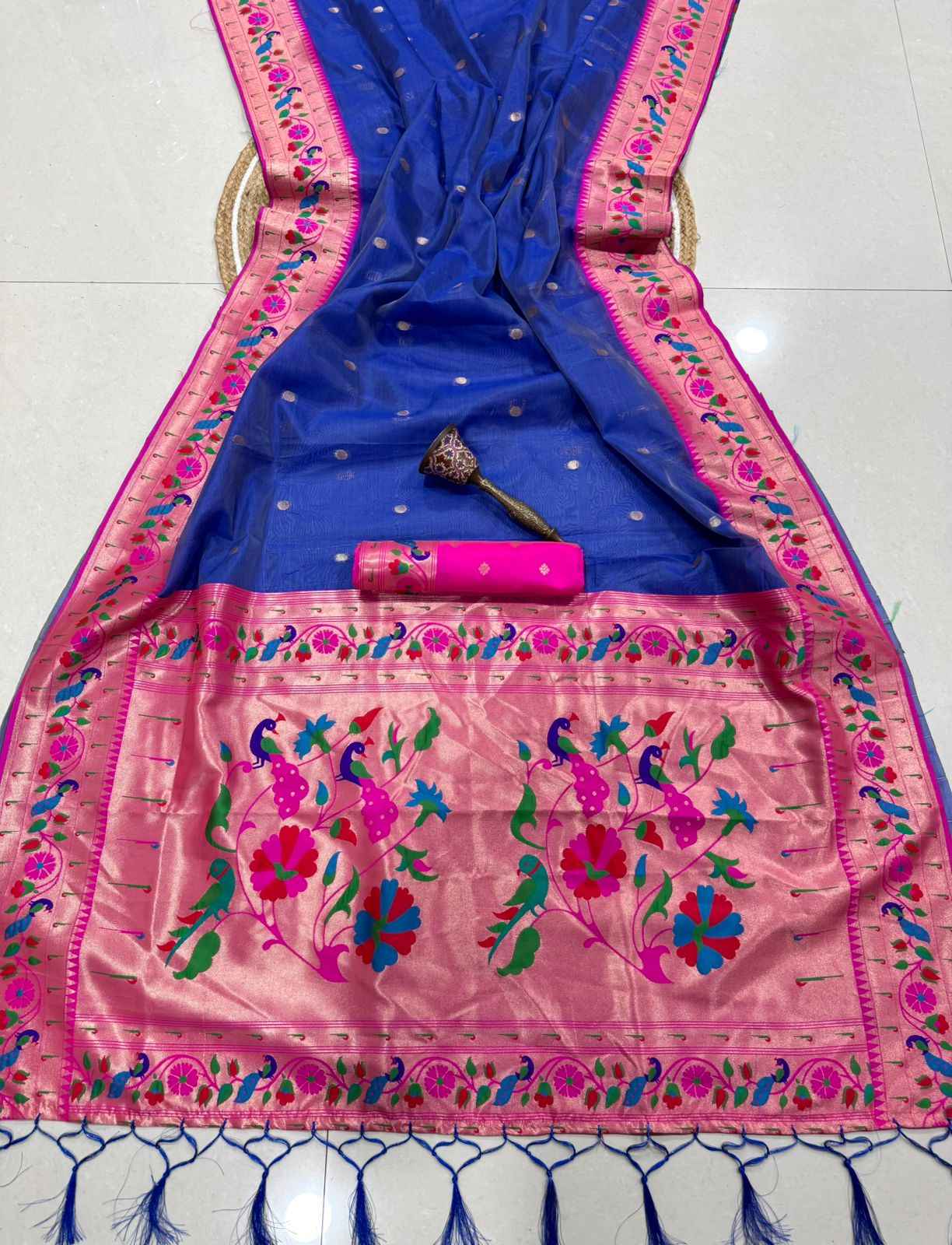  PURE SOFT ORGANZA BAMBOO SILK ZARI WEAVING PAITHANI SAREE 1