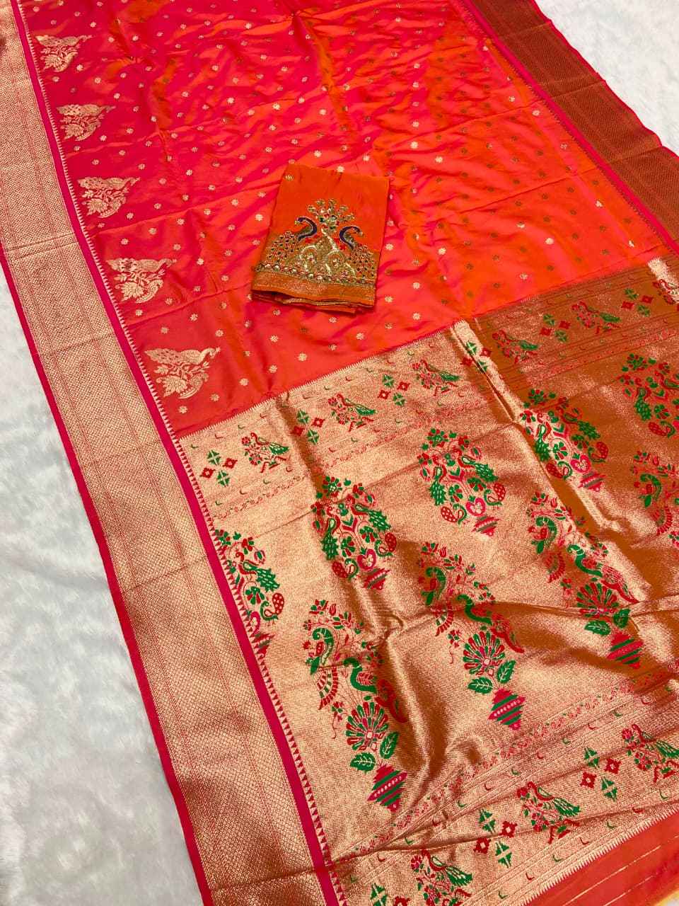 PURE SOFT PAITHANI SILK ZARI WEAVING SAREE