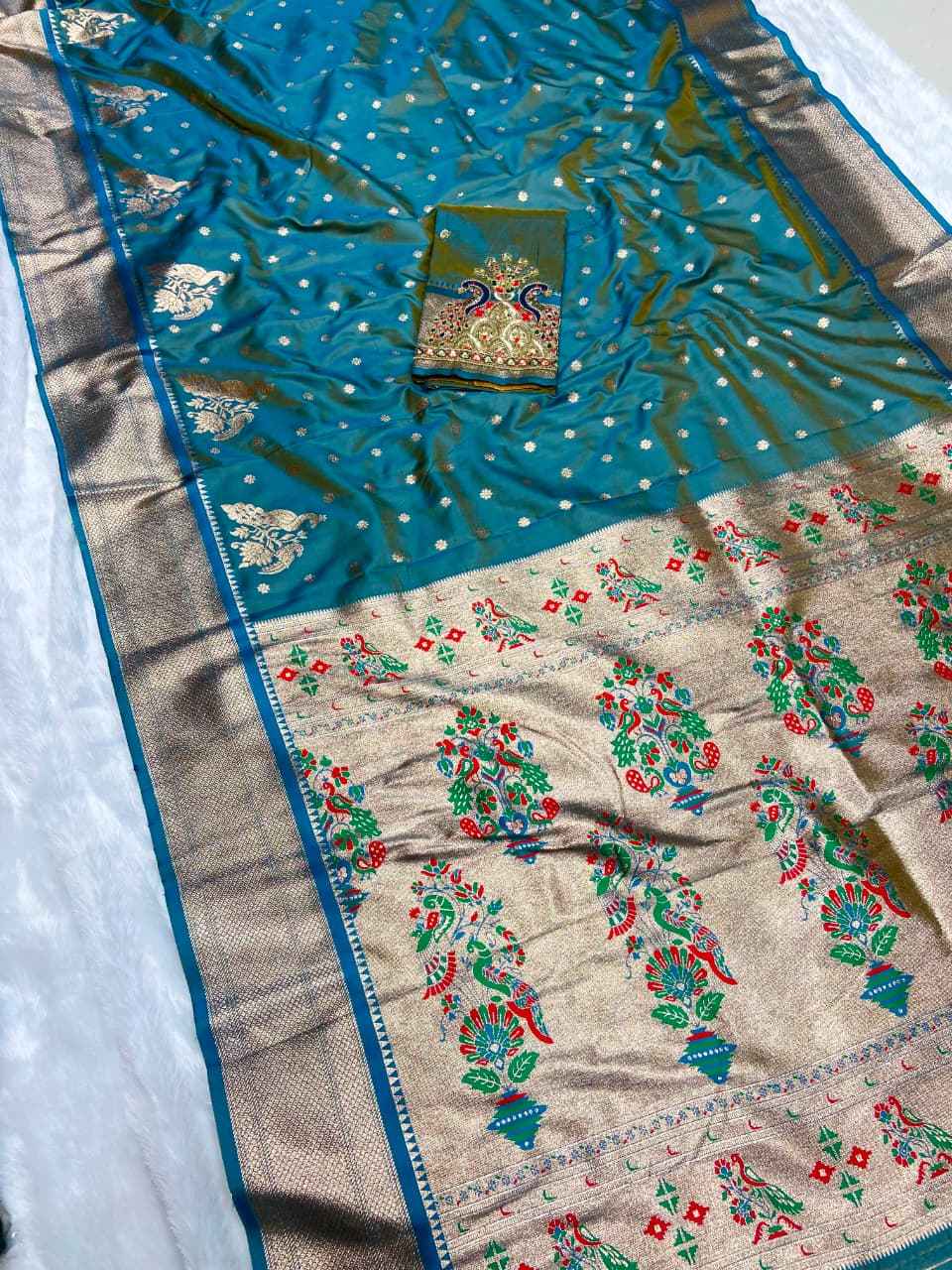 PURE SOFT PAITHANI SILK ZARI WEAVING SAREE