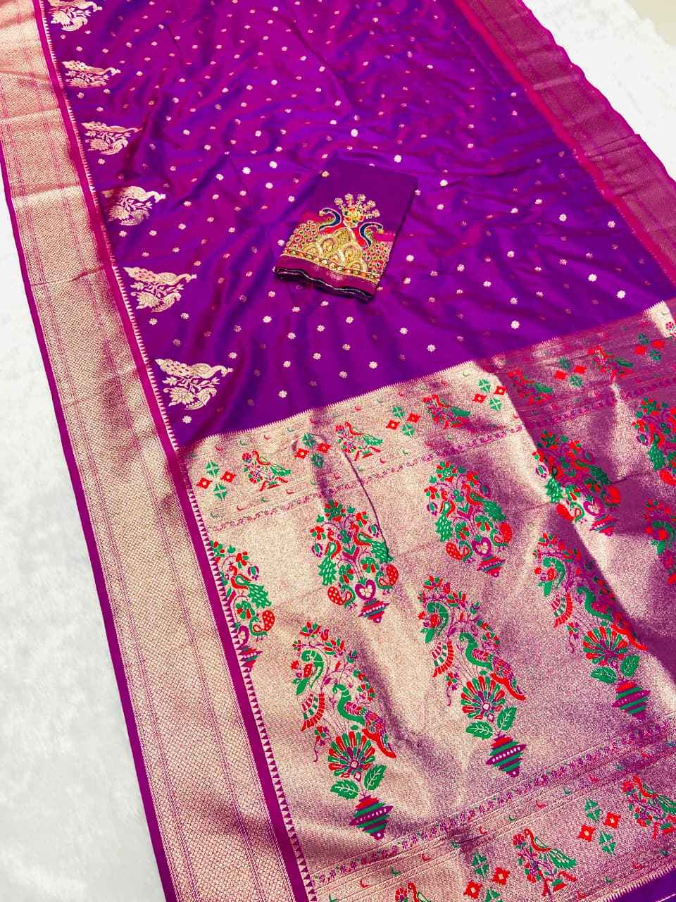 PURE SOFT PAITHANI SILK ZARI WEAVING SAREE