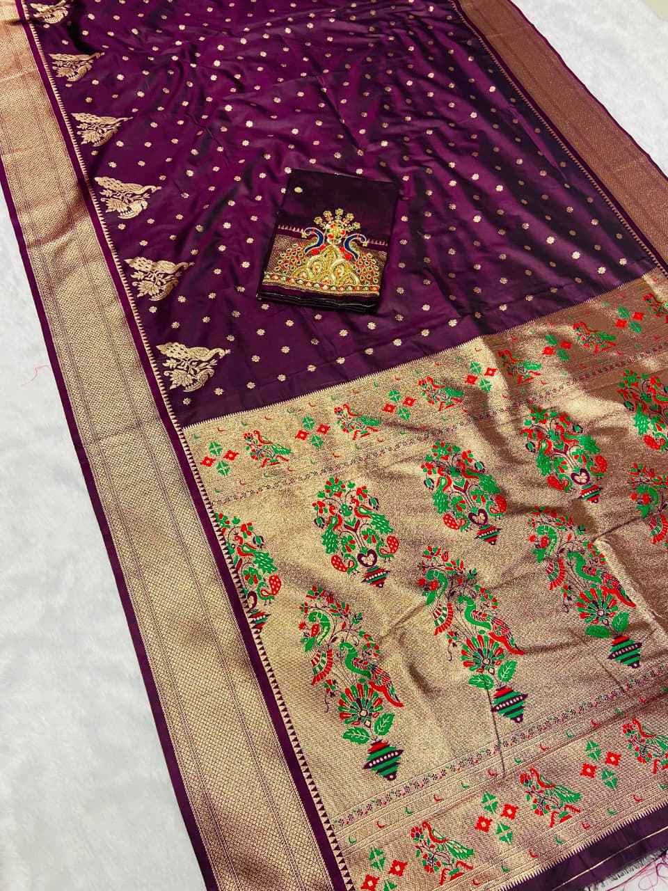PURE SOFT PAITHANI SILK ZARI WEAVING SAREE