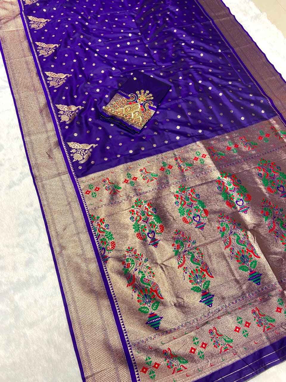 PURE SOFT PAITHANI SILK ZARI WEAVING SAREE