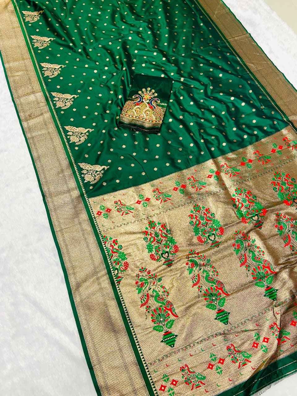 PURE SOFT PAITHANI SILK ZARI WEAVING SAREE