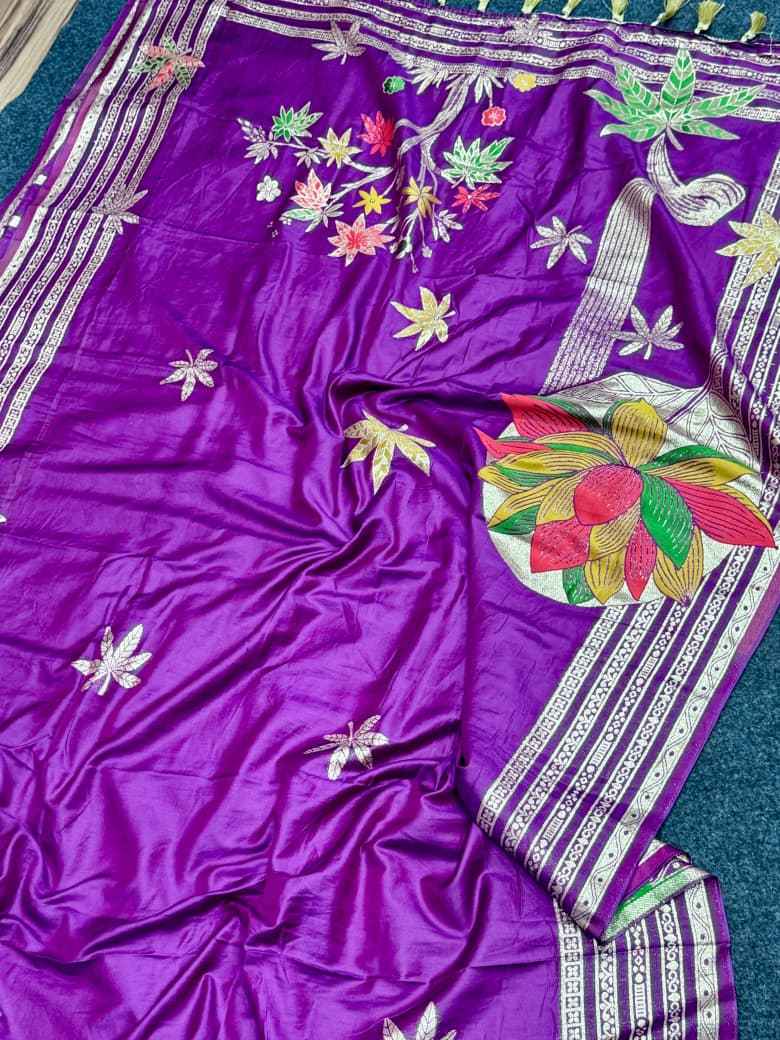 PURE SOFT RUSSIAN SILK KARI MEENAKARI WEAVING SAREE 