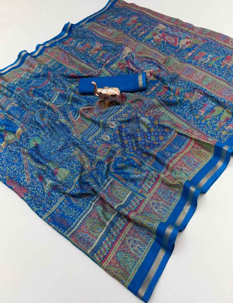 PURE SOFT TUSSER KASHMIRI PRINTED SAREE