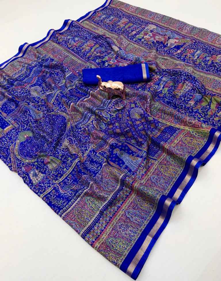 PURE SOFT TUSSER KASHMIRI PRINTED SAREE