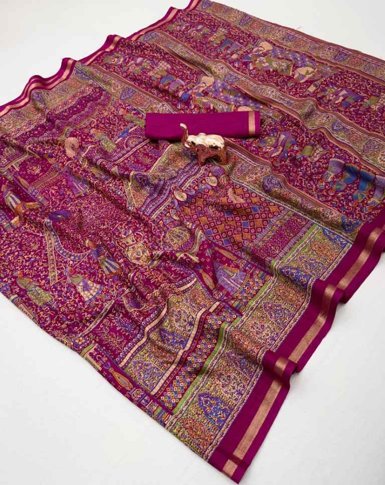 PURE SOFT TUSSER KASHMIRI PRINTED SAREE