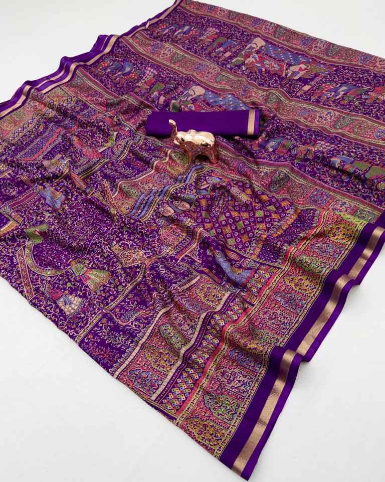 PURE SOFT TUSSER KASHMIRI PRINTED SAREE