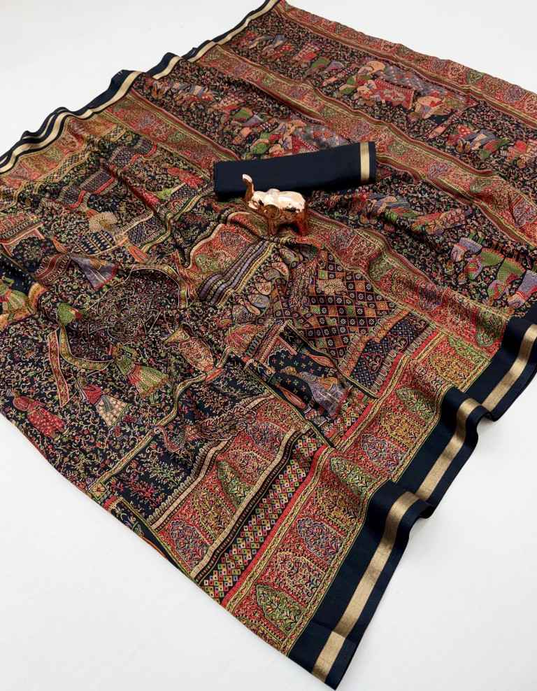 PURE SOFT TUSSER KASHMIRI PRINTED SAREE