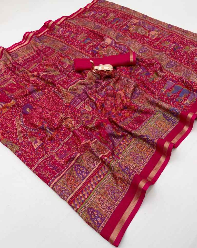 PURE SOFT TUSSER KASHMIRI PRINTED SAREE