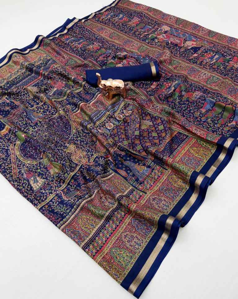 PURE SOFT TUSSER KASHMIRI PRINTED SAREE