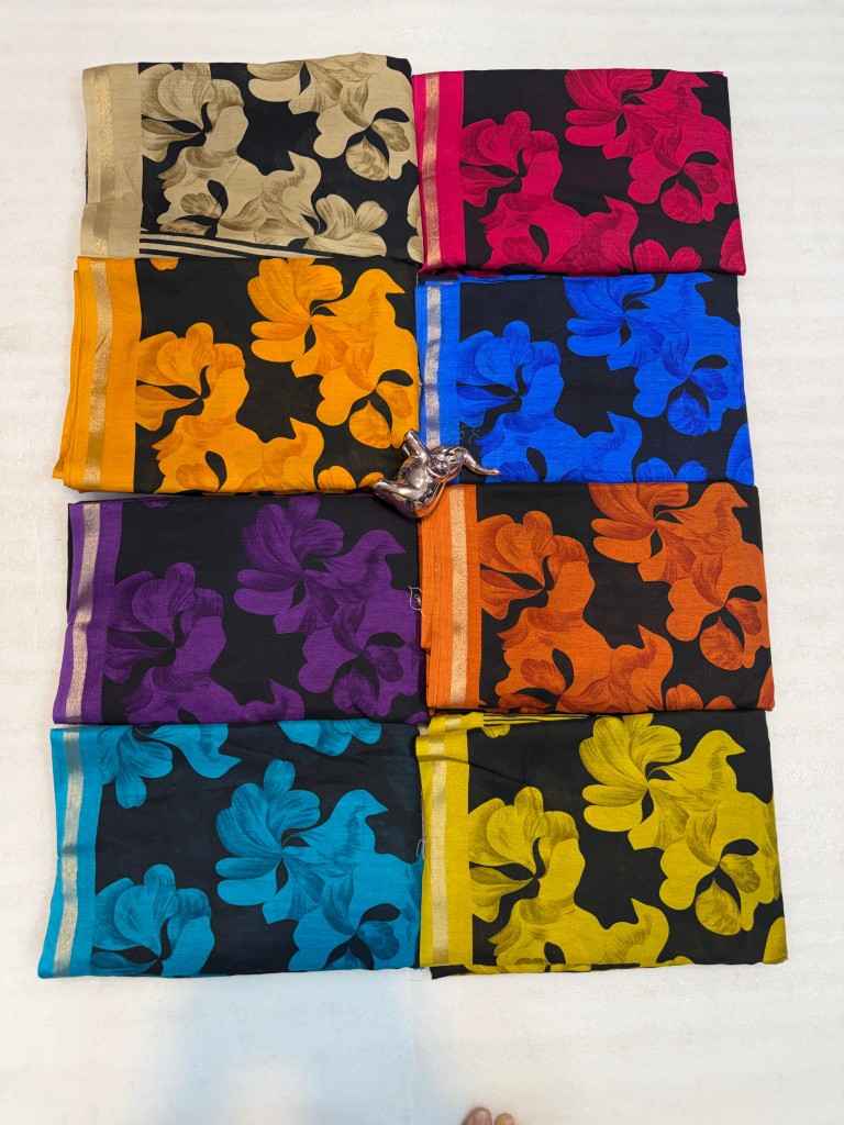 PURE SOFT TUSSER KASHMIRI PRINTED GOLDEN BORDER SAREE 