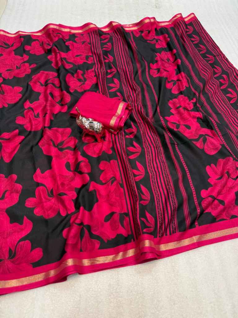 PURE SOFT TUSSER KASHMIRI PRINTED GOLDEN BORDER SAREE 