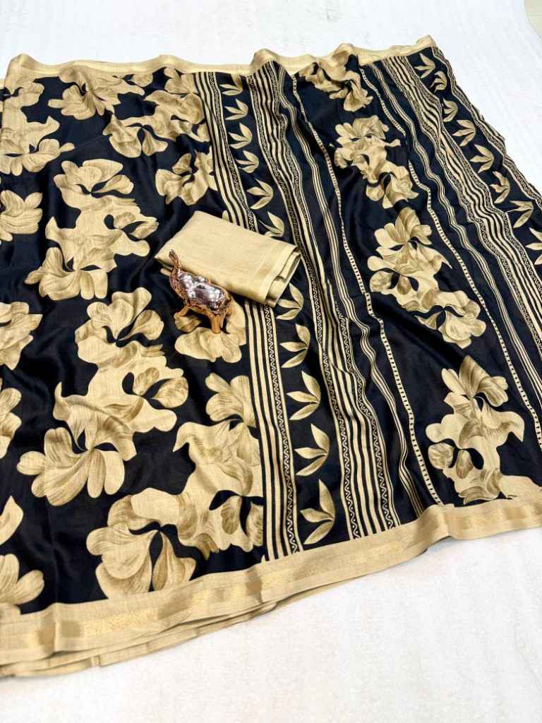 PURE SOFT TUSSER KASHMIRI PRINTED GOLDEN BORDER SAREE 
