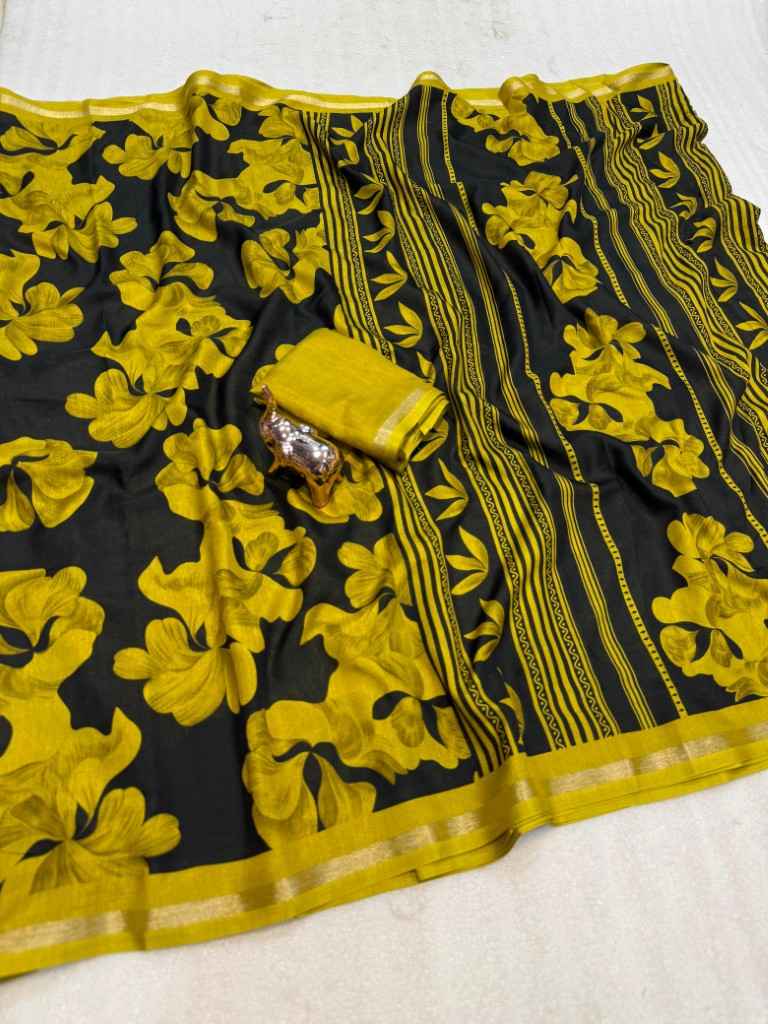 PURE SOFT TUSSER KASHMIRI PRINTED GOLDEN BORDER SAREE 