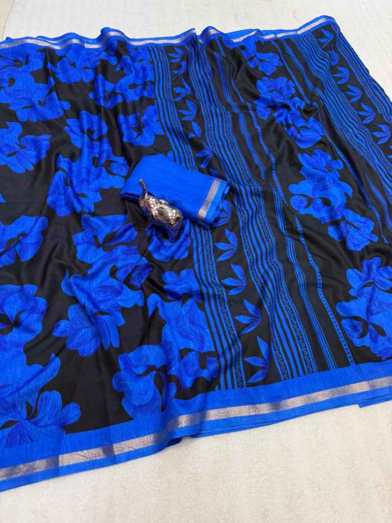 PURE SOFT TUSSER KASHMIRI PRINTED GOLDEN BORDER SAREE 