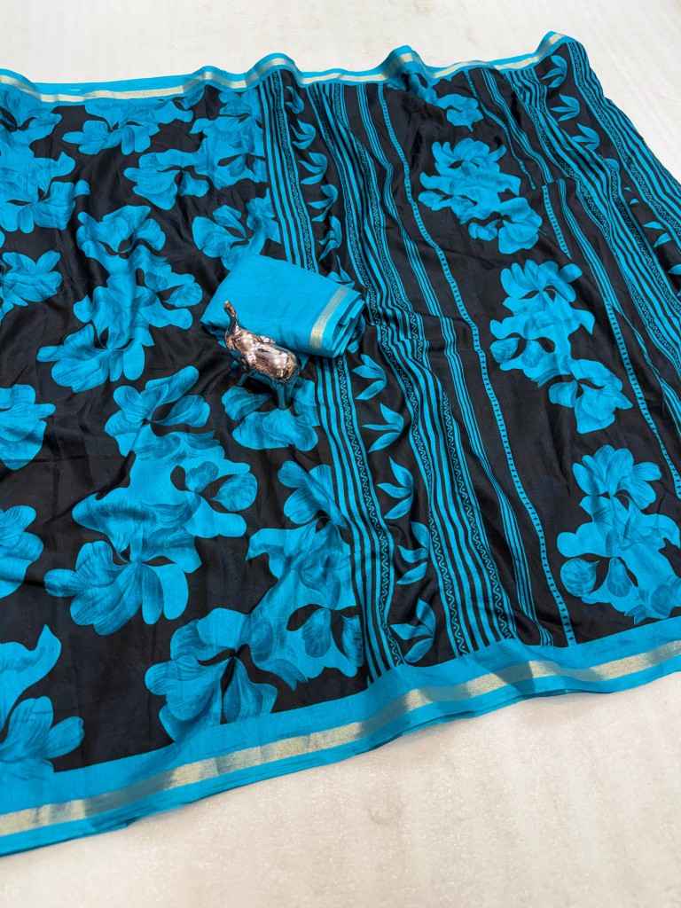 PURE SOFT TUSSER KASHMIRI PRINTED GOLDEN BORDER SAREE 