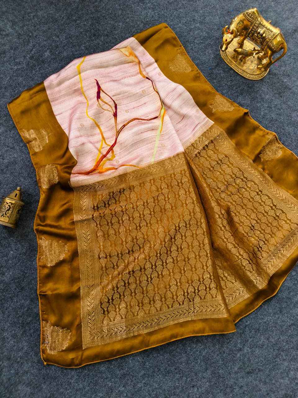 PURE SOFT VISCOSE SATIN SILK ZARI WEAVING SAREE