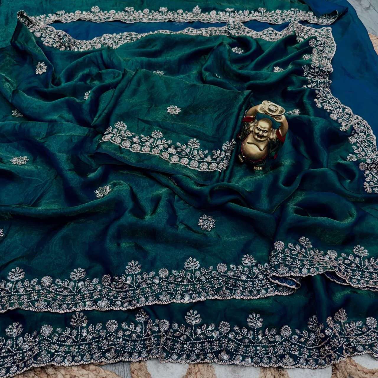 PURE SPACE SILK SEQUENCE AND CUTDANA HANDWORK SAREE