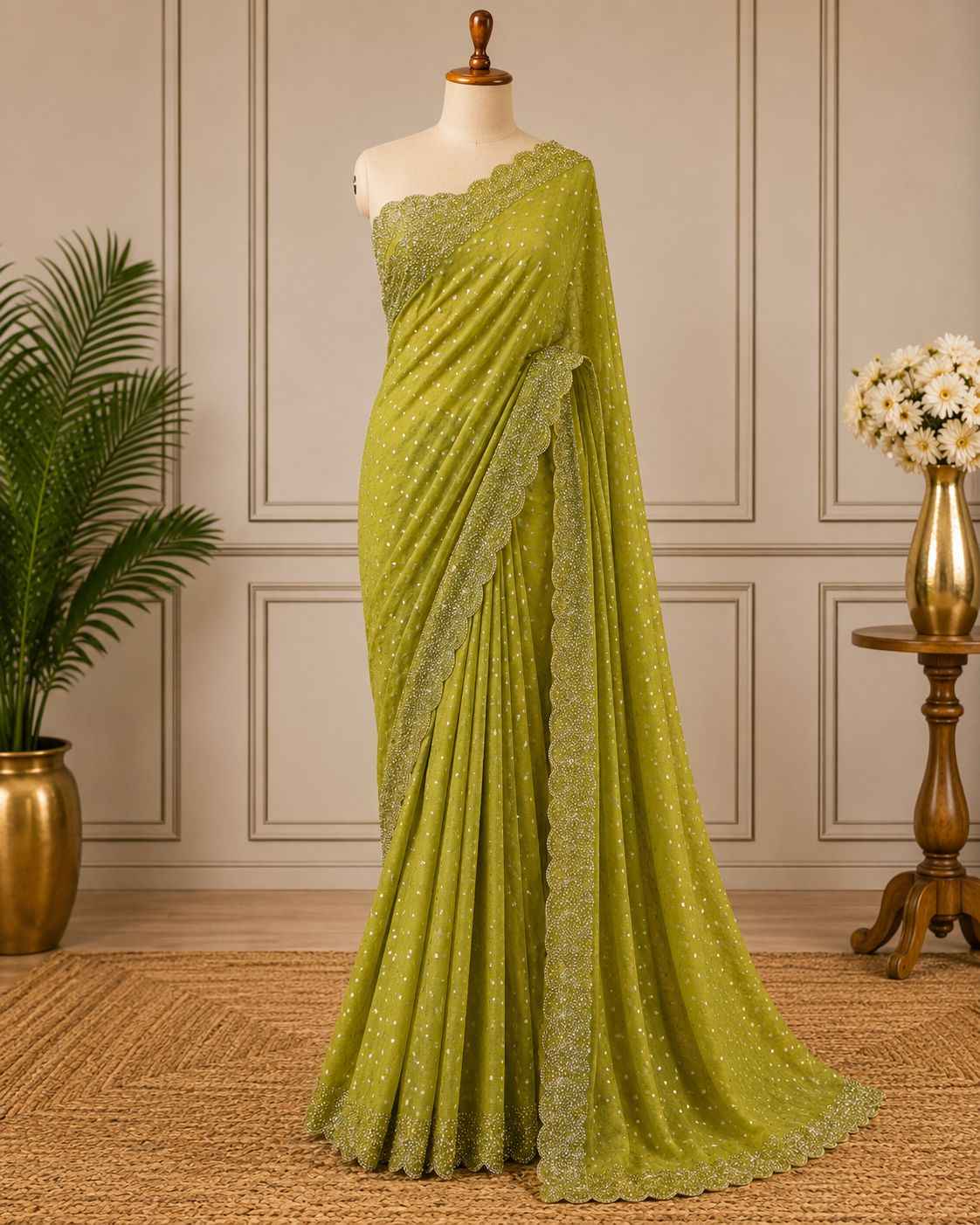 PURE SPACE SILK WITH BUTTI JARKHAN WORK SAREE 