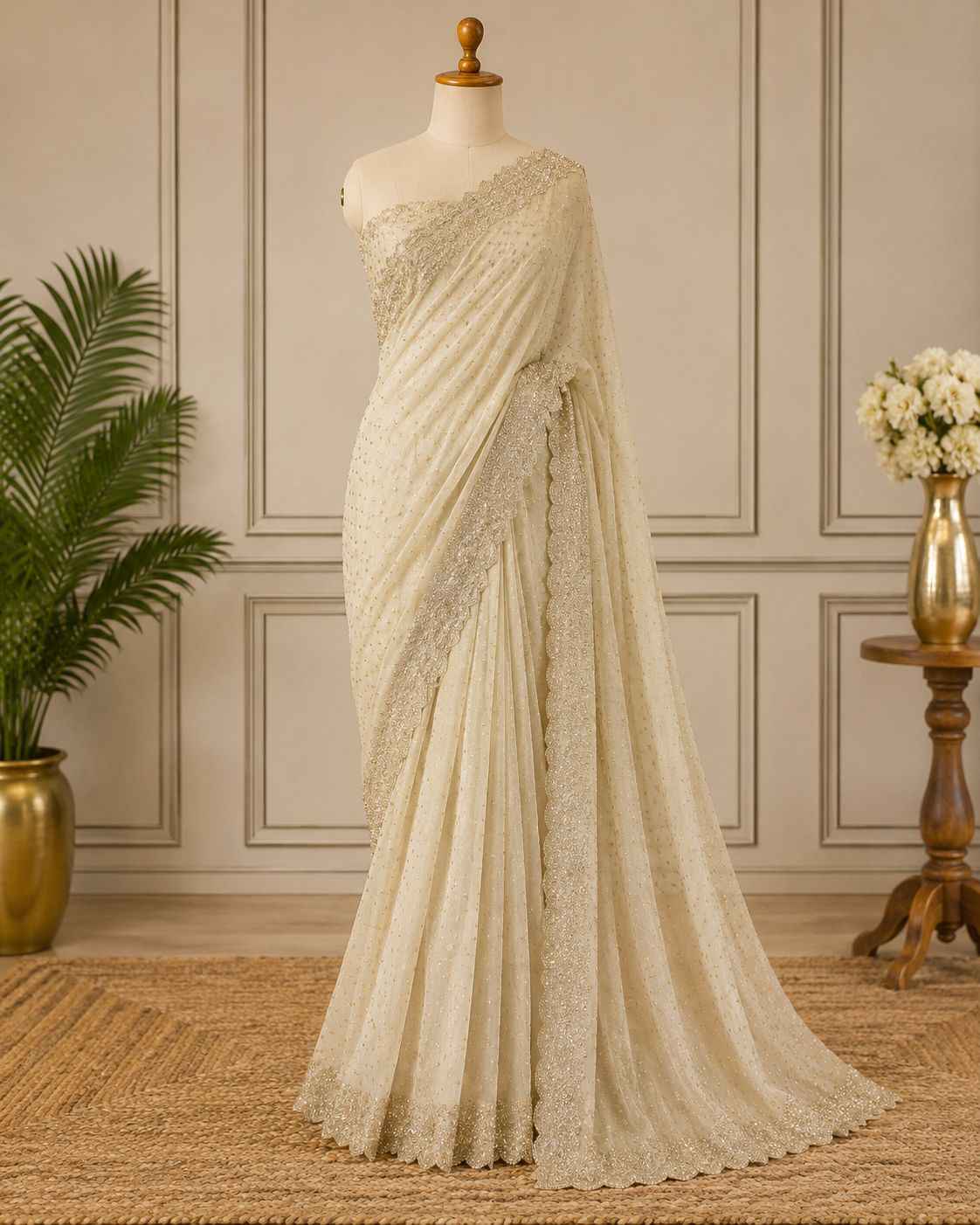 PURE SPACE SILK WITH BUTTI JARKHAN WORK SAREE 