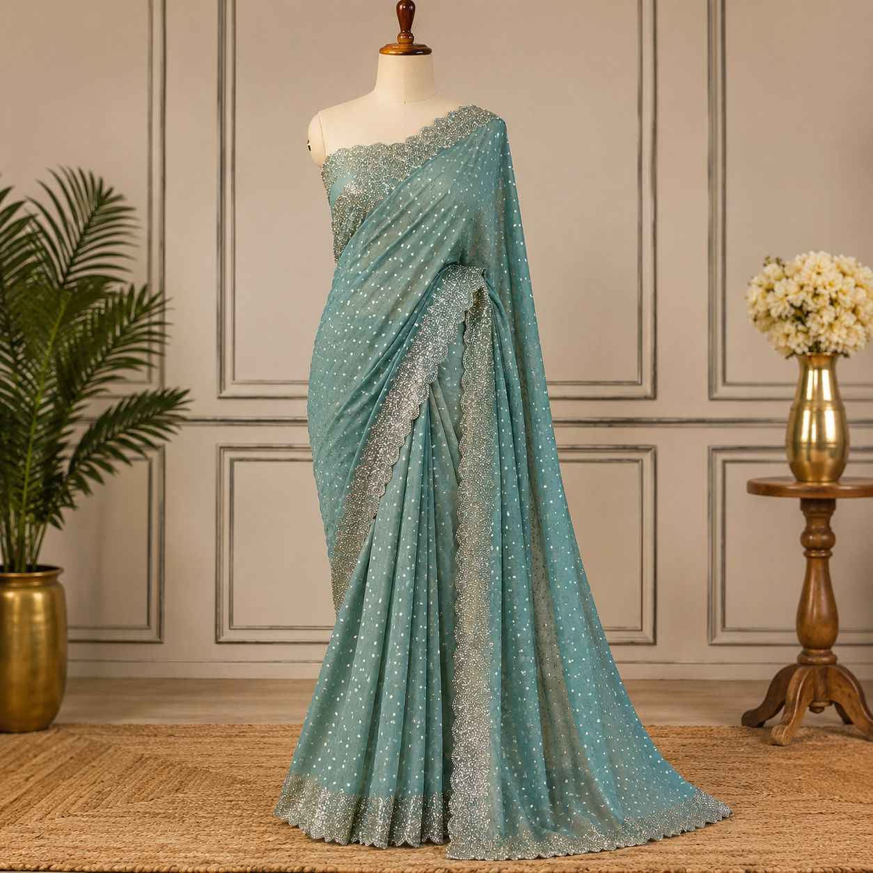 PURE SPACE SILK WITH BUTTI JARKHAN WORK SAREE 