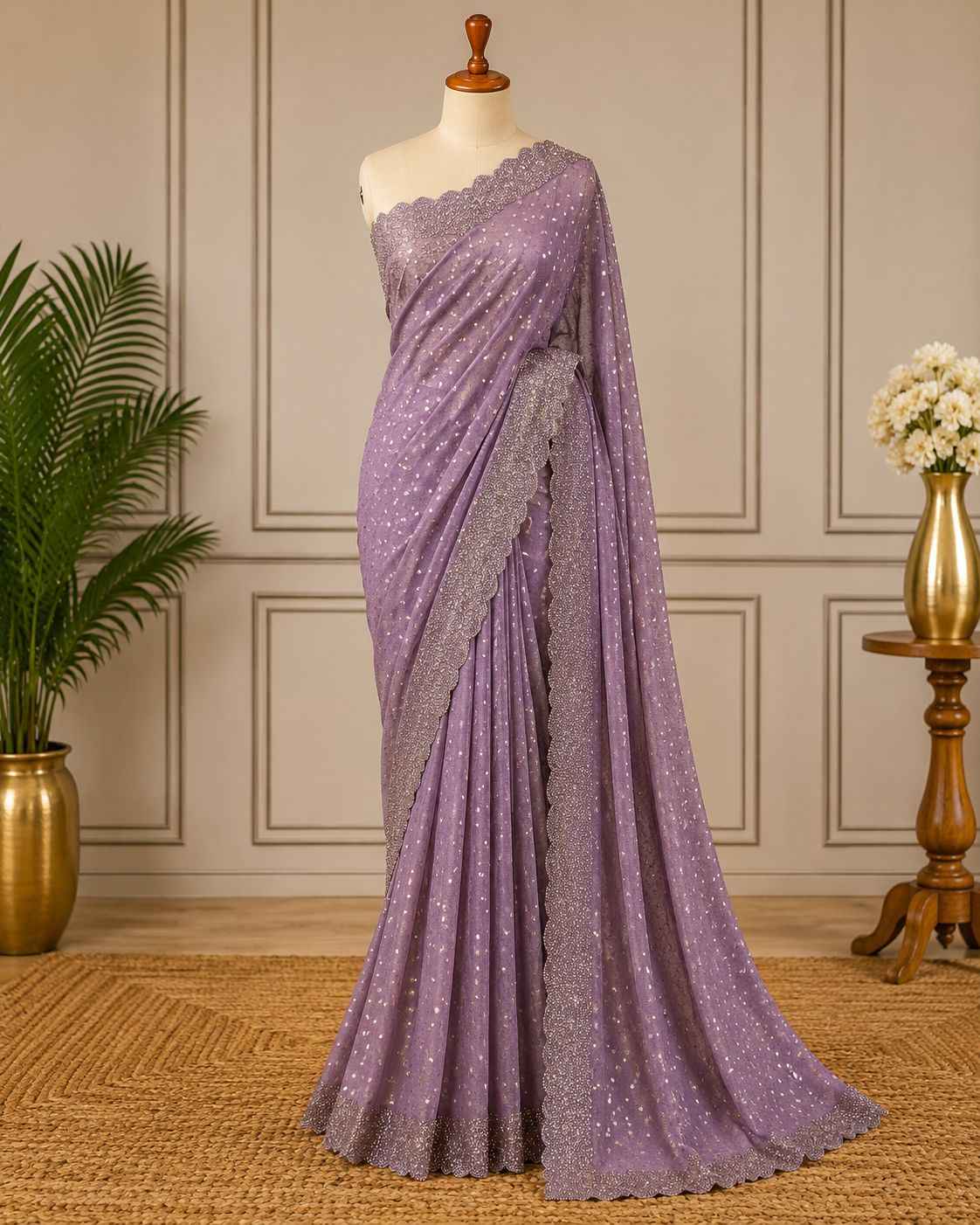 PURE SPACE SILK WITH BUTTI JARKHAN WORK SAREE 