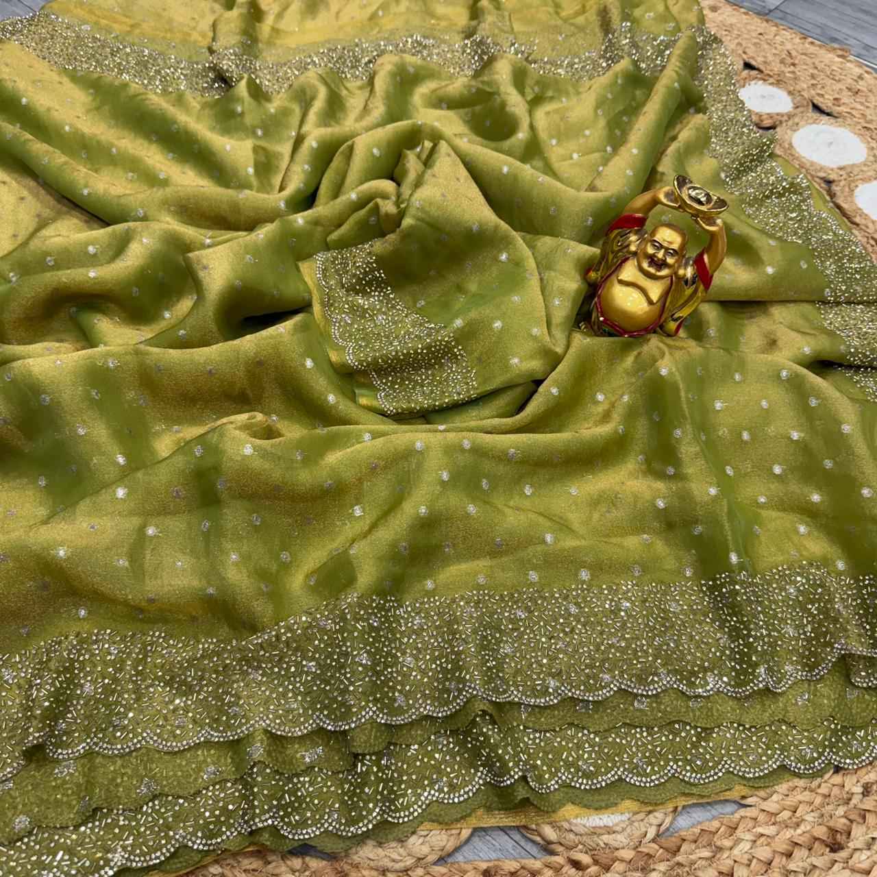 PURE SPACE SILK WITH BUTTI JARKHAN WORK SAREE 