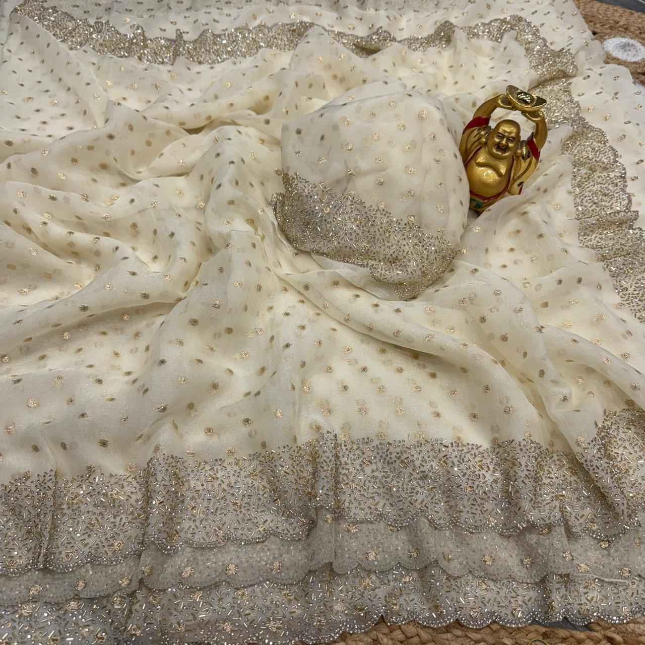 PURE SPACE SILK WITH BUTTI JARKHAN WORK SAREE 