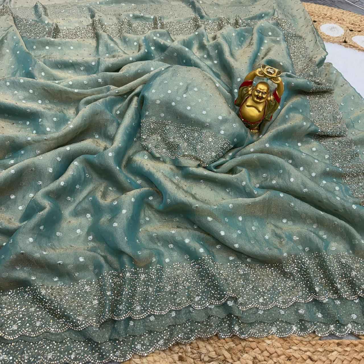 PURE SPACE SILK WITH BUTTI JARKHAN WORK SAREE 