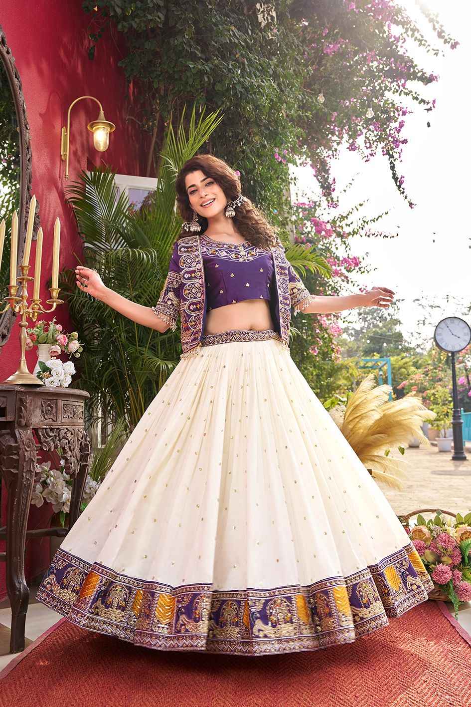 PURE VICHITRA EMBROIDERY THARED WORK LEHENGA CHOLI