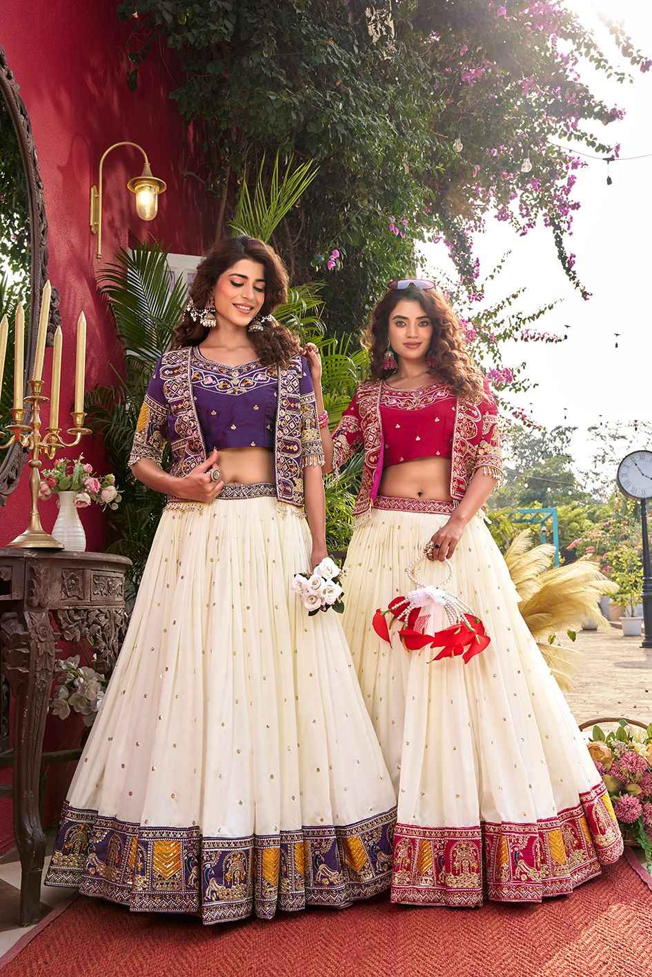 PURE VICHITRA EMBROIDERY THARED WORK LEHENGA CHOLI
