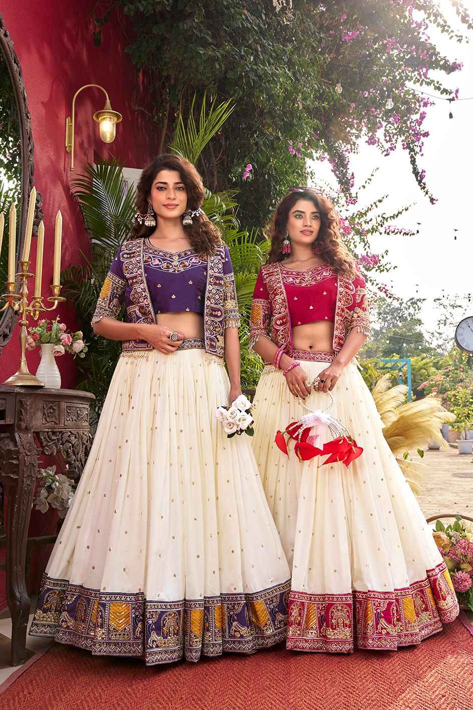 PURE VICHITRA EMBROIDERY THARED WORK LEHENGA CHOLI