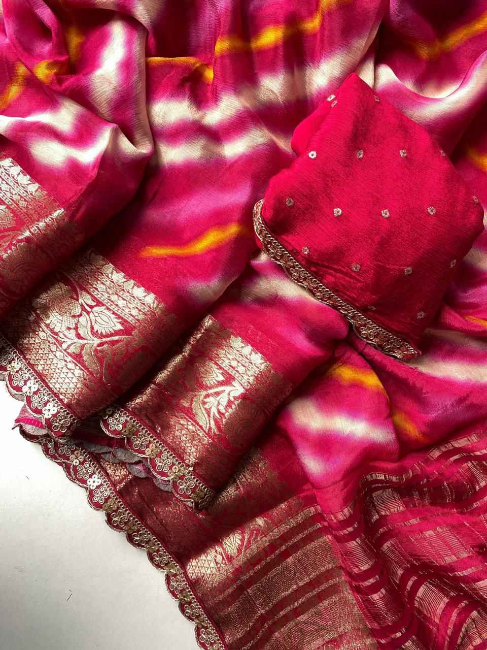 PURE VISCOSE BANDHNI PRINT SAREE